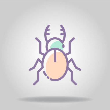 Pastel rengi veya düz stil olan böcek simgesi logosu veya sembolü