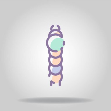 Pastel rengi veya düz stil içeren tırtıl simgesi logosu veya sembolü