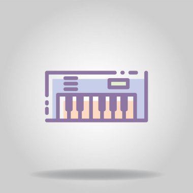 Pastel rengi veya düz stil içeren dijital piyano simgesinin logosu veya sembolü