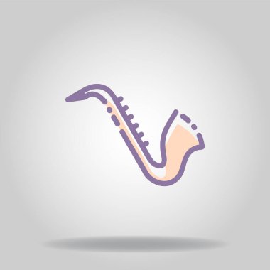 Pastel rengi veya düz stil içeren saksafon simgesi logosu veya sembolü