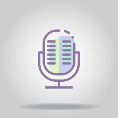Pastel rengi veya düz stil içeren mikrofon simgesi logosu veya sembolü