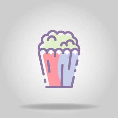 Pastel rengi veya düz stil içeren patlamış mısır simgesi logosu veya sembolü