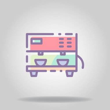 Pastel rengi veya düz stil içeren espresso makinesi simgesinin logosu veya sembolü