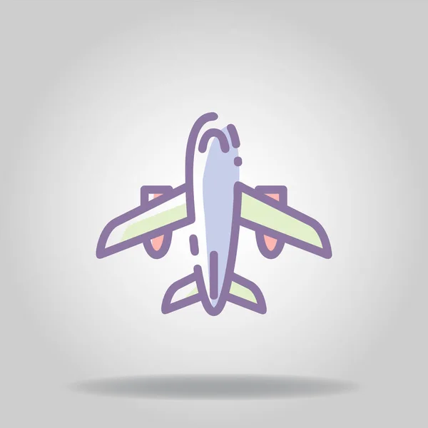 파스텔 빛깔이나 스타일 승객용 비행기 아이콘의 — 스톡 벡터