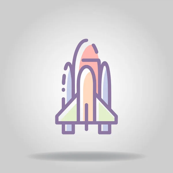 Pastel Rengi Veya Düz Stil Içeren Roket Set Simgesi Logosu — Stok Vektör