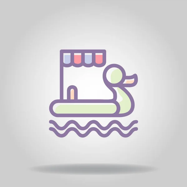Логотип Символ Значка Утиной Лодки Пастельным Цветом Плоским Стилем — стоковый вектор