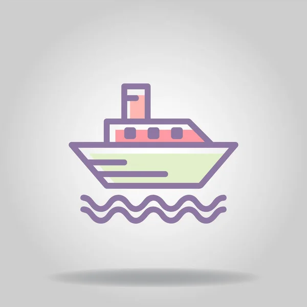 Logo Símbolo Ferry Icono Del Barco Con Dos Tonos Pastel — Vector de stock