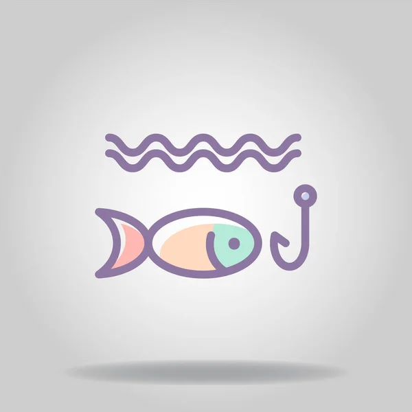 Logo Symbole Poisson Pêche Icône Avec Deux Tons Couleur Pastel — Image vectorielle