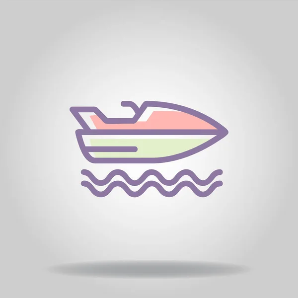 Logo Symbol Motor Boat Icon Pastel Color Flat Styl — Stock Vector