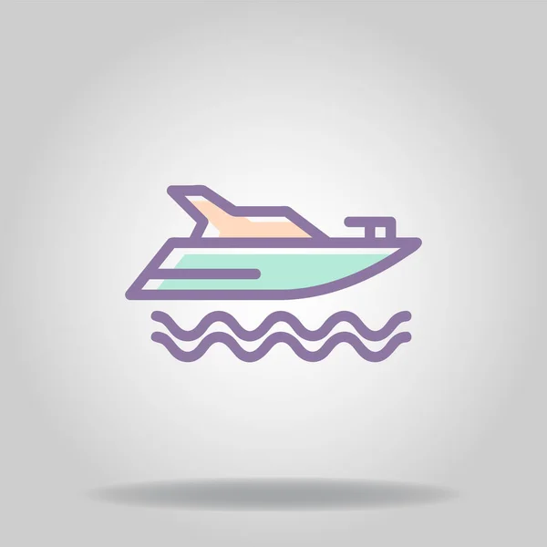 Logo Oder Symbol Des Yachtsymbols Mit Zweifarbiger Pastellfarbe Oder Flachem — Stockvektor