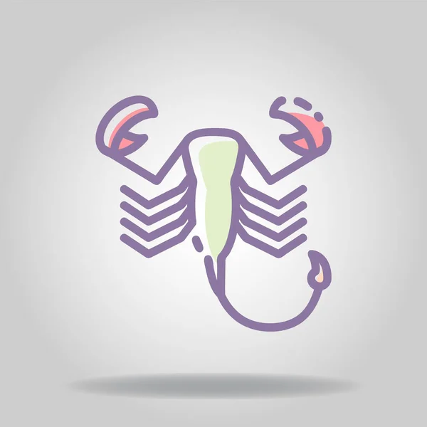 Λογότυπο Σύμβολο Του Scorpion Εικονίδιο Παστέλ Χρώμα Επίπεδη Styl — Διανυσματικό Αρχείο