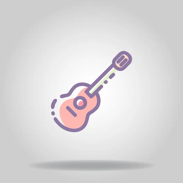 Logo Symbole Icône Guitare Avec Couleur Pastel Styl Plat — Image vectorielle