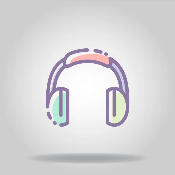 Logo Símbolo Del Icono Auriculares Con Color Pastel Estilo Plano — Archivo Imágenes Vectoriales