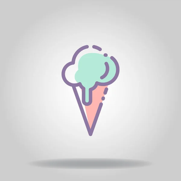 Logo Symbole Icône Cône Crème Glacée Avec Couleur Pastel Styl — Image vectorielle