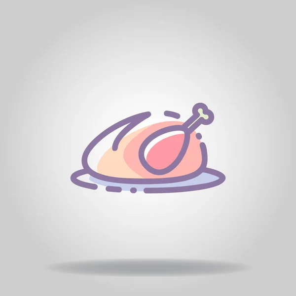 Logo Symbol Chicken Icon Pastel Color Flat Styl — Stock Vector
