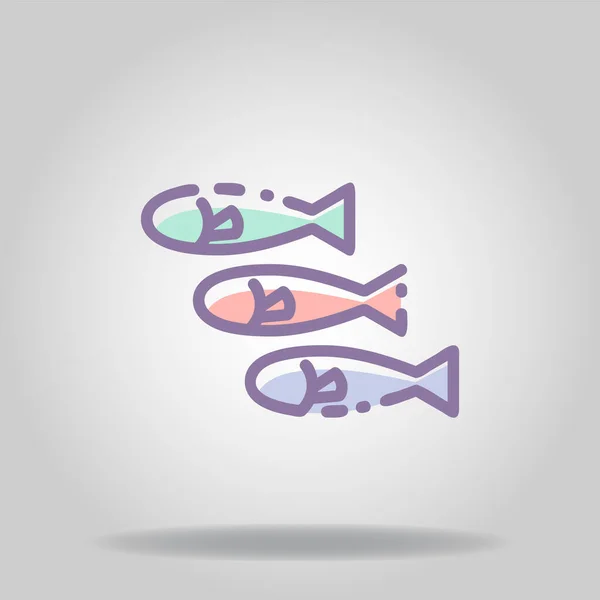 Logo Symbol Fish Icon Pastel Color Flat Styl — Stock Vector