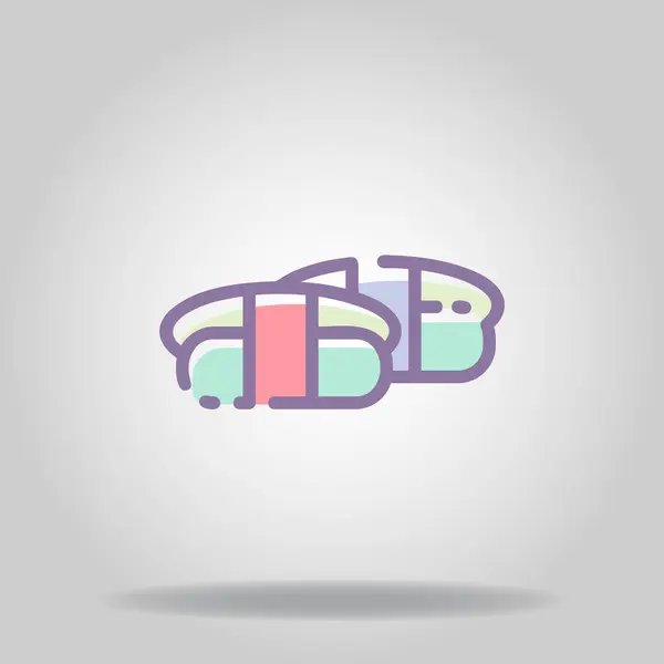 Logo Símbolo Del Icono Sushi Con Color Pastel Estilo Plano — Vector de stock