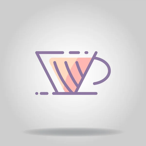 Logo Symbole Icône Cafetière Avec Couleur Pastel Styl Plat — Image vectorielle