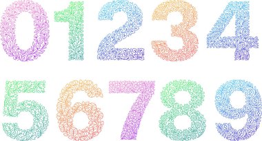 Çiçek sayı kümesi. Satır modern illüstrasyon işareti kaldırın. Vektör beyaz arka plan üzerinde illüstrasyon izole. Resimde t-shirt, posterler, kartı ve diğer kullanımlar için.