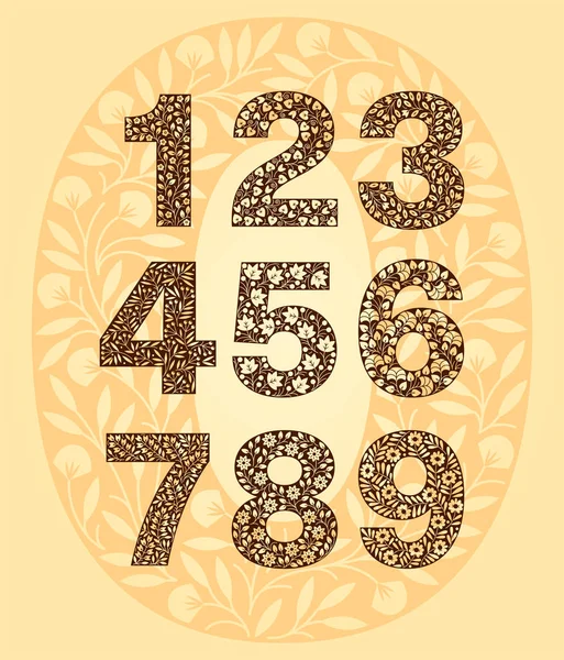 Çiçek sayı kümesi. Retro, vintage, Gotik tarzı. Vektör ışık arka plan illüstrasyon izole. Resimde t-shirt, posterler, kartı ve diğer kullanımlar için.