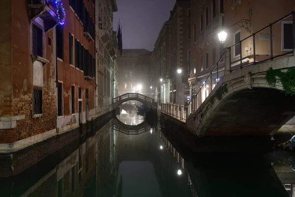 Vista Nocturna Del Canal Venecia Italia — Foto de Stock