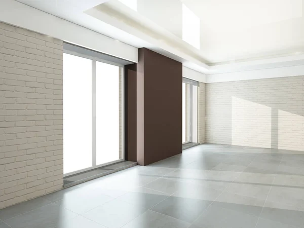 Ruangan Kosong Dengan Dinding Putih Sebuah Rumah — Stok Foto