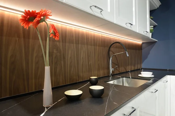 Interiér Moderní Kuchyně Exkluzivní Design — Stock fotografie