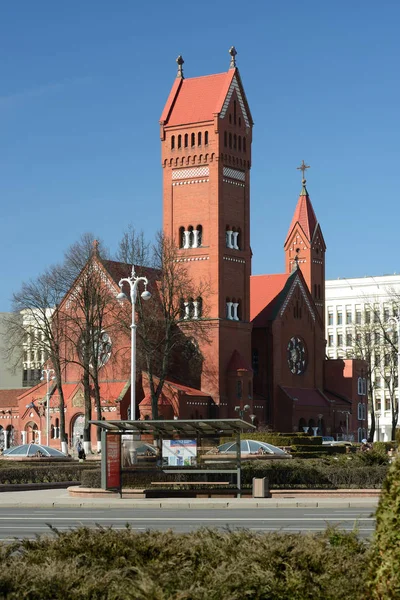 Minsk Belarús Marzo 2014 Iglesia Los Santos Simón Helena Iglesia — Foto de Stock