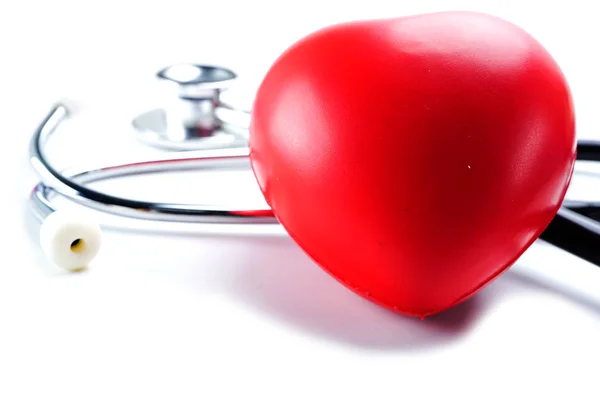 Red heart with stethoscope : healthy strong medical concept