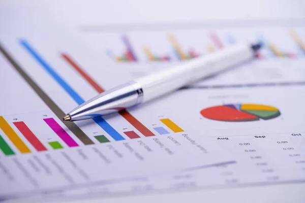 Grafieken Grafieken Spreadsheet Papier Pen Financiële Ontwikkeling Bankrekening Statistiek Investment — Stockfoto