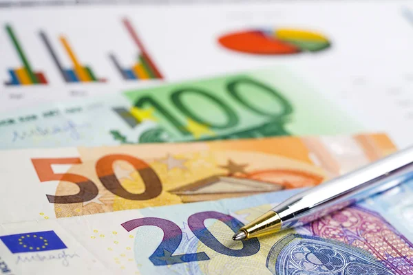 Euro Banknot Para Grafik Grafik Elektronik Kağıt Üzerinde Finansal Kalkınma — Stok fotoğraf