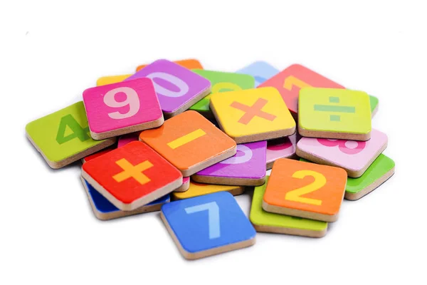 Matemáticas Número Colorido Sobre Fondo Blanco Educación Estudio Matemáticas Aprendizaje —  Fotos de Stock