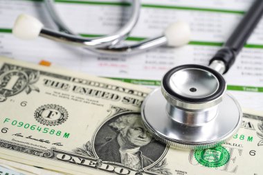 US dolar banknotları, Finans, Hesap, İstatistik, Analitik araştırma verileri ve İş Kurumu Sağlık Toplantısı consepsi