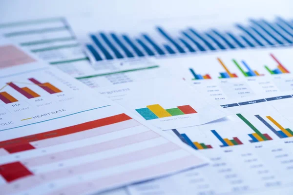 Diagram Grafer Kalkylblad Papper Finansiell Utveckling Bankkonto Statistik Investeringsanalys Forskningsdata — Stockfoto