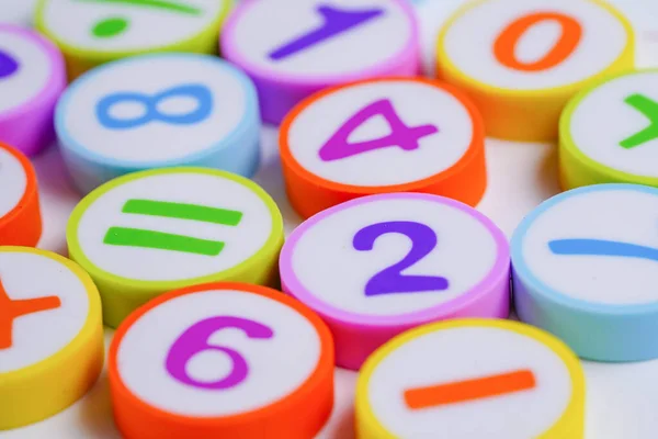 Math Number colorful on white background : Education study mathematics learning teach concept