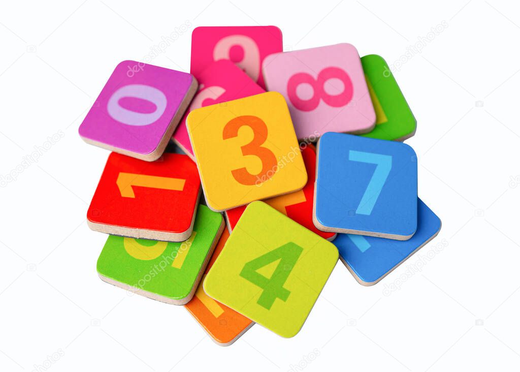 Math Number colorful on white background : Education study mathematics learning teach concept.