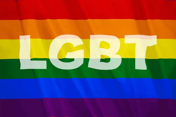 Lhbt Tekst Karakteriserer Bølgeregnbueflagg Som Symbol Lesbisk Homofil Biseksuell Transpersoner – stockfoto