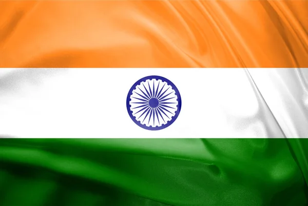 India Vlag Stof Zijde Golf Textuur Achtergrond Illustratie — Stockfoto