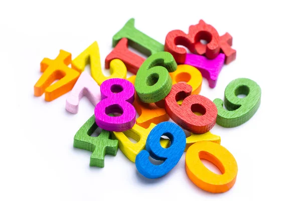 Matemáticas Número Colorido Sobre Fondo Blanco Educación Estudio Matemáticas Aprendizaje —  Fotos de Stock