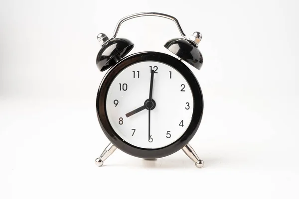 Relógio Alarme Preto Isolado Fundo Branco — Fotografia de Stock