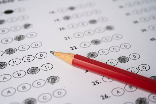 Answer sheets with Pencil drawing fill to select choice, education concept