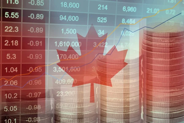 Investimento Mercado Ações Negociação Financeira Moeda Bandeira Canadá Forex Para — Fotografia de Stock