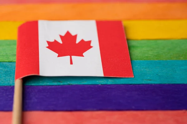 Bandera Canadá Fondo Del Arco Iris Símbolo Del Orgullo Gay — Foto de Stock