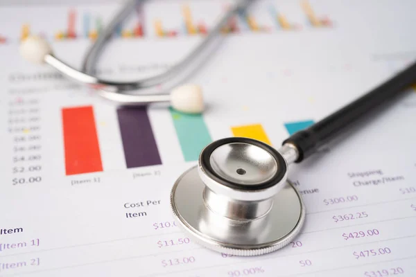 Stethoscope Chart Graph Paper Finance Account Statistic Analytic Economy Business — Stock Photo, Image