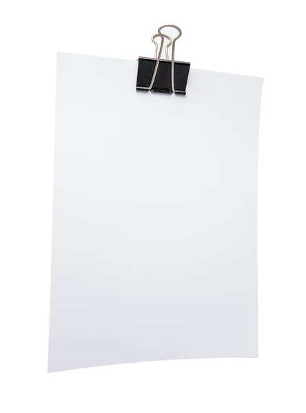 Wit Briefpapier Met Paperclip Witte Achtergrond — Stockfoto