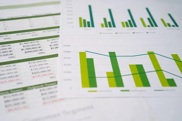 Spreadsheet table paper with graph. Finance development, Banking Account, Statistics Investment Analytic research data economy, trading, Mobile office reporting Business company meeting concept.