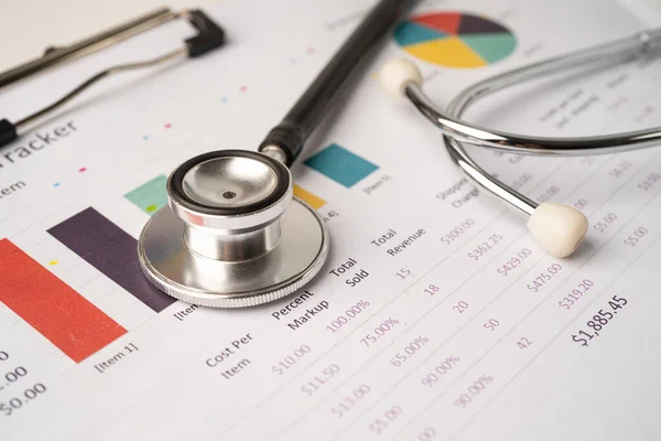 Stethoscope Chart Graph Paper Finance Account Statistic Analytic Economy Business — Stock Photo, Image