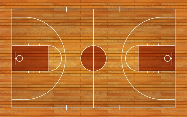 Basketbal Hof Vloer Met Lijn Achtergrond Van Houtstructuur Vectorillustratie — Stockvector