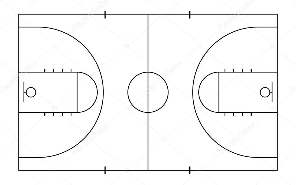 Basketball court. Sport background. Line art style.