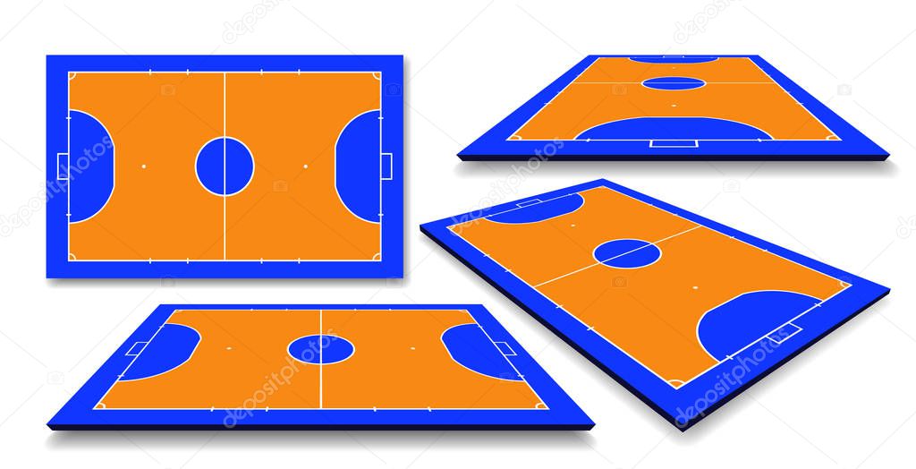 Futsal court or field top and perspective view vector illustration.